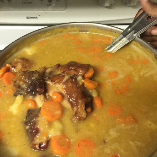 yellow split pea soup with smoked turkey. This sou