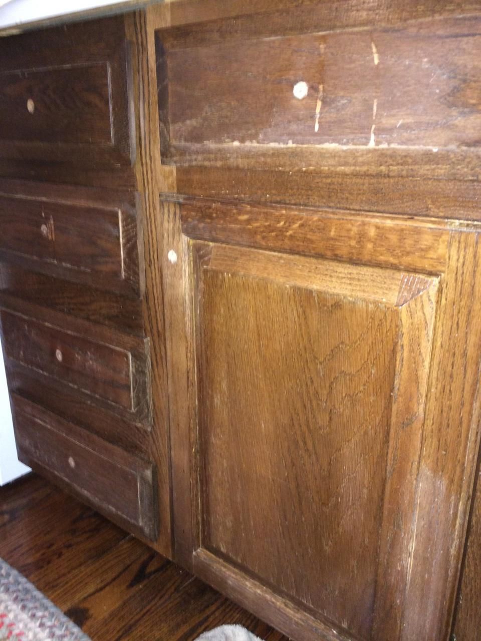 Dark Walnut Kitchen Cabinets - Before