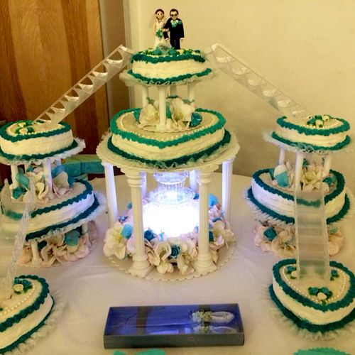 Wedding Cake with Lighted Fountain