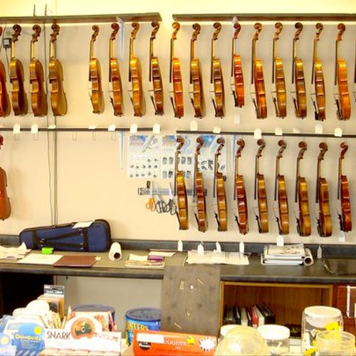 We have a few violins hanging up!