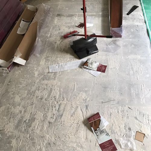 After removing tile had to prep floor 