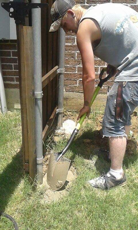 Stablizing a sagging fence caused by weather. 