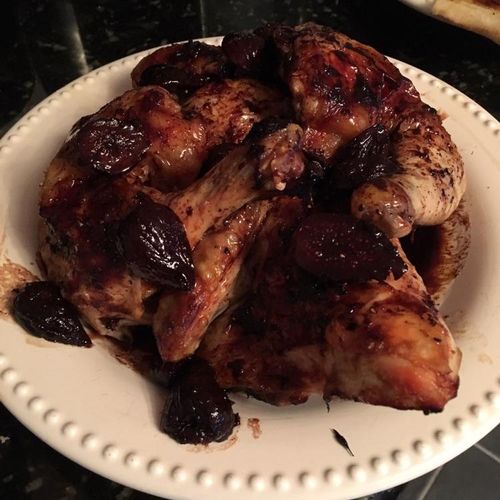 Braised chicken with port and figs