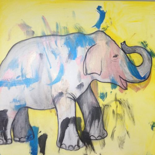 Collaborative Painting with Tupelo, the elephant f
