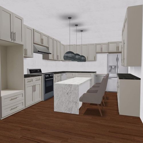 3D renderings of a kitchen
