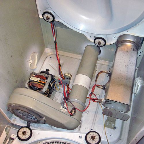 Dryer repair with lint removal