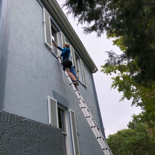 Getting those tough water stains off second floor 