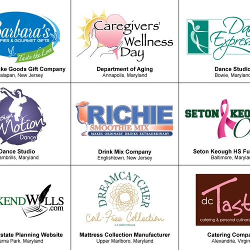 Logo designs for various businesses and corporatio