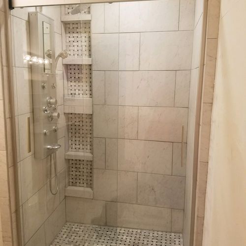 Complete remodel of old shower. Brand new  walls, 