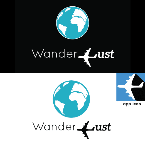 Logo designs for travel start-up app.