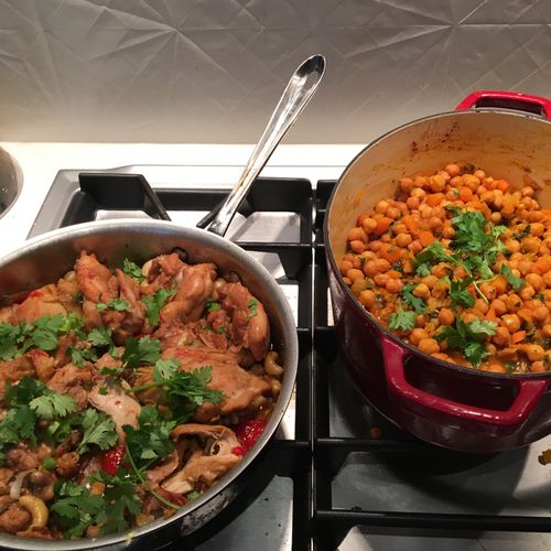 Cashew Chicken on the left and Moroccan Chickpea s