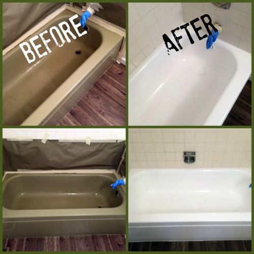 Before and after bathtub refinishing job.