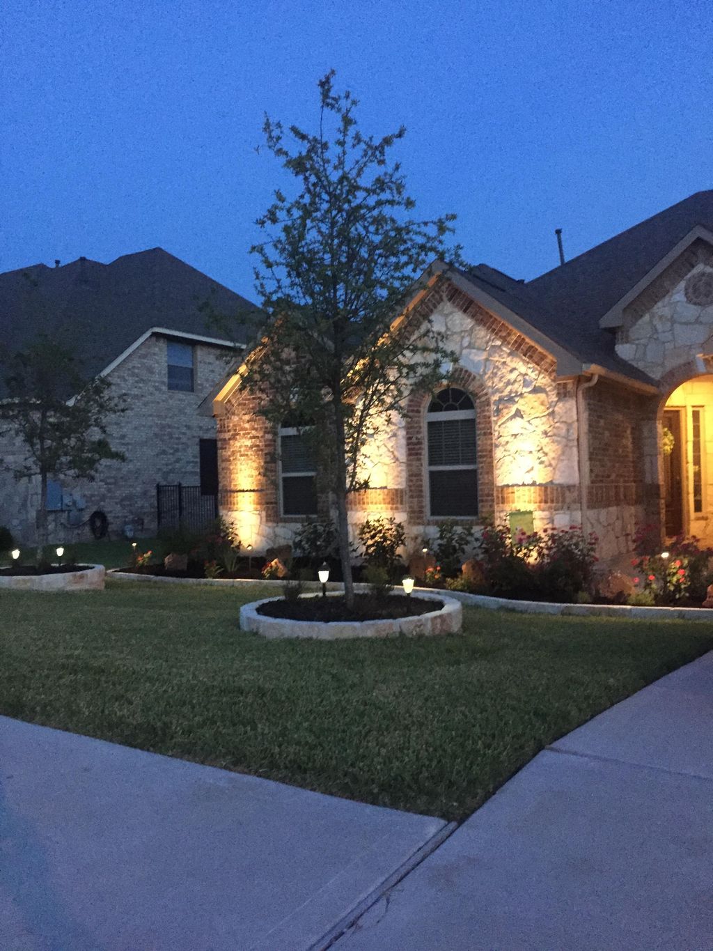 Rock Flowerbeds and Outdoor Lighting