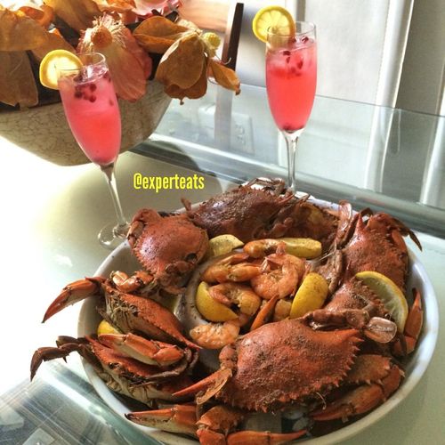 Steamed Crab Bowl Pomegranate Lemonade