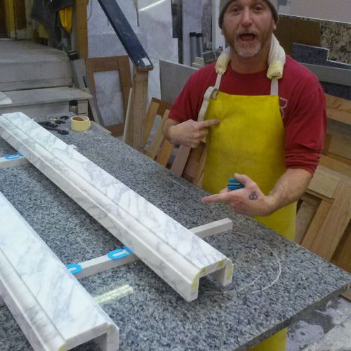 Custom fabrication of marble pieces.