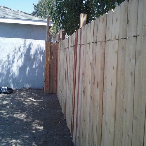 After: Fence job. Orignal contractor built a piece
