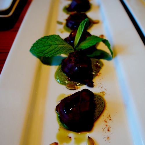 Mexican Chocolate Dipped Sweet Plantains w. Mint M