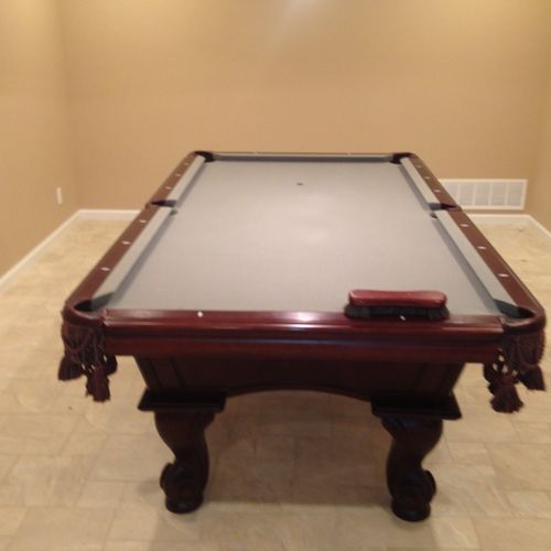 A pool table moved for a customer in Chestrfield, 