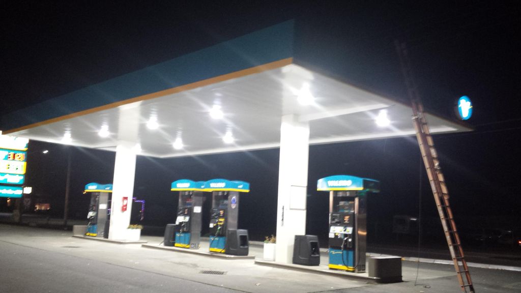 LED Retrofit gas canopy job we did in Longview.