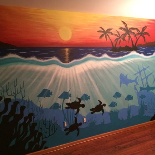 14' x 8' - Ocean themed full wall mural