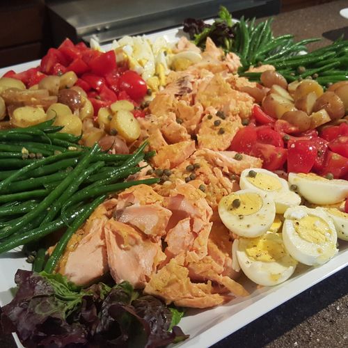Our Large Group Nicoise Platter includes Roasted S