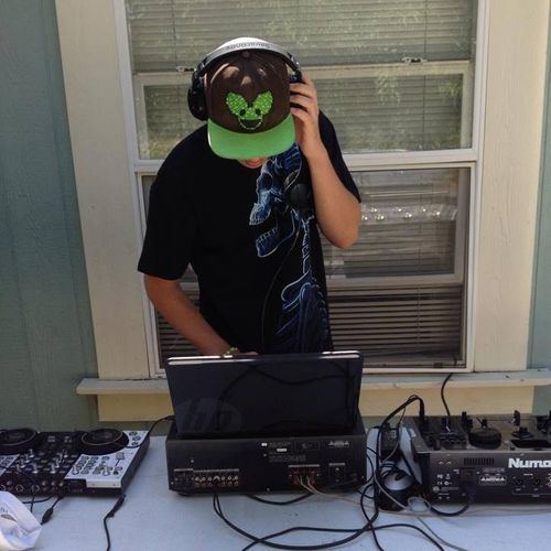 DJing at a local house party.