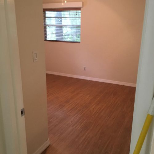 Floor installation, baseboards and paint