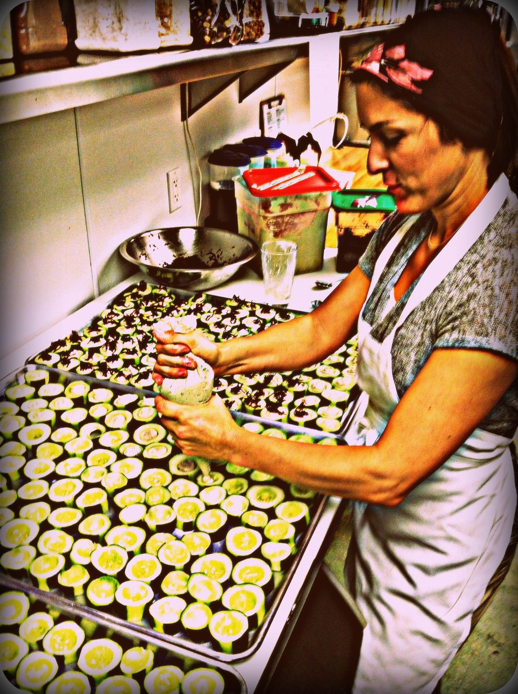 Making Veggie Appetizers for a big event at Casa d