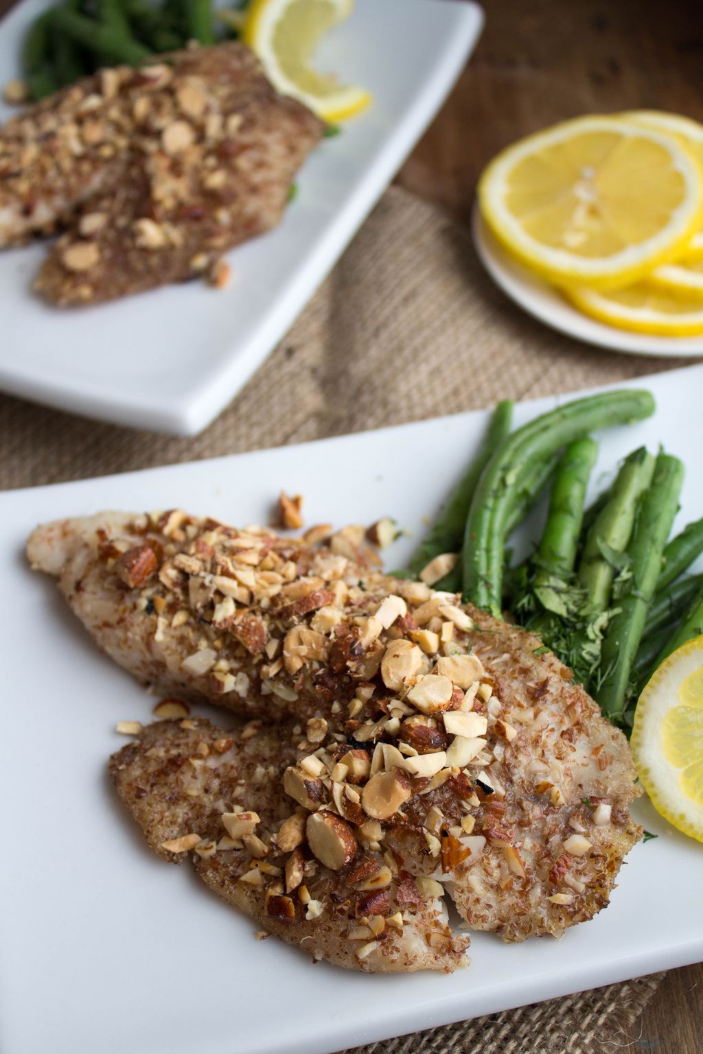 Almond Crusted Tilapia with Green Beans