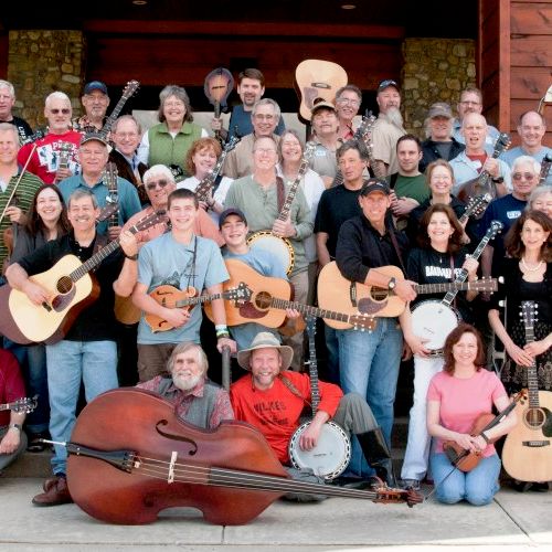 I'm in there somewhere - bluegrass jam camp near M