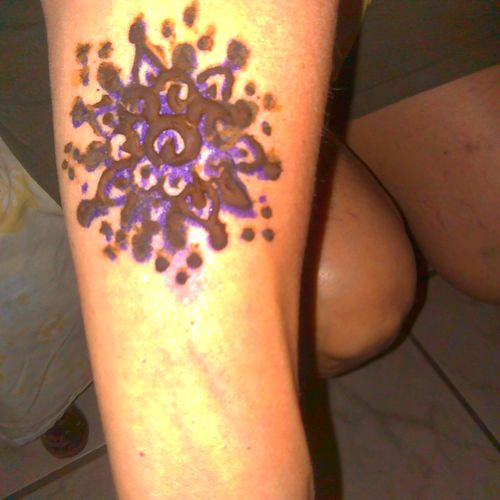 a henna design that is just drying