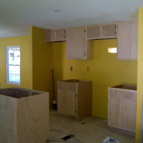 Cabinet installed in modular home.