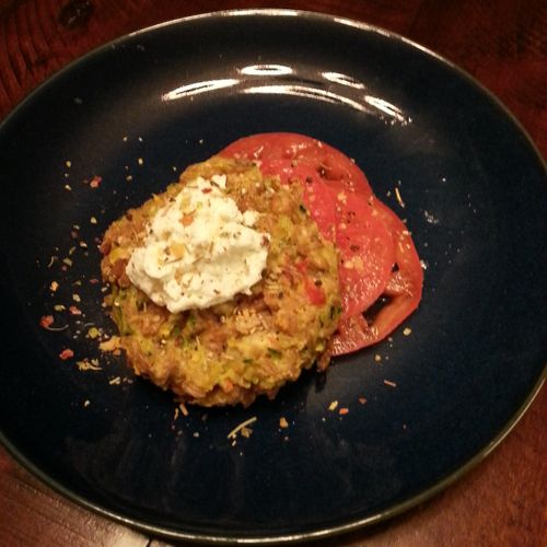 Farro Zucchini Cakes with Goat Cheese