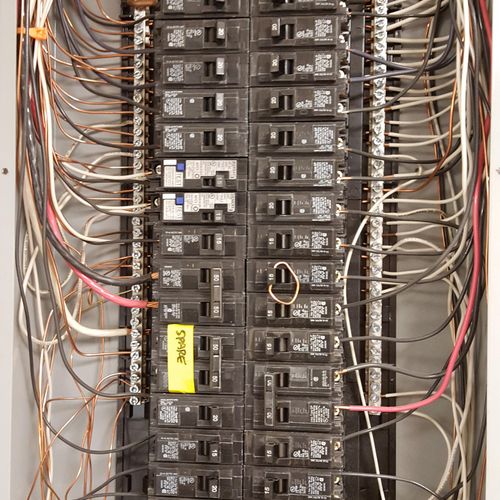 A modern 200 amp electric service panel. Service p