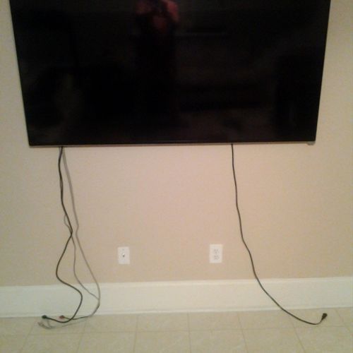 70 inch TV with cables ( satellite, power cord, HD