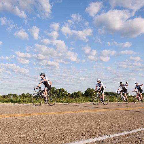 Riders on a country rode, raising money to fight a