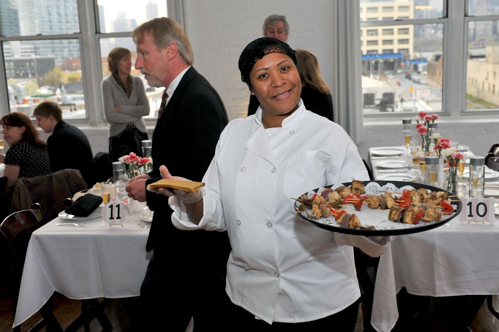 Chef Celeste with Chicken Skewers