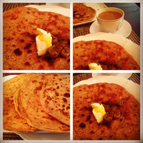 Potato stuffed Parathas (Indian flat bread) for br
