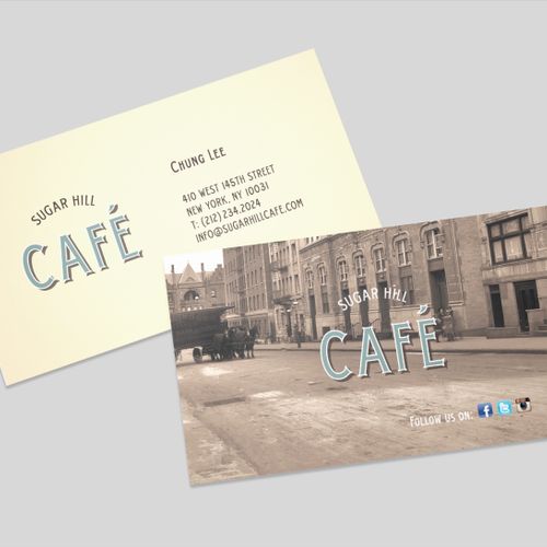 Business card for Sugar Hill Café identity system.