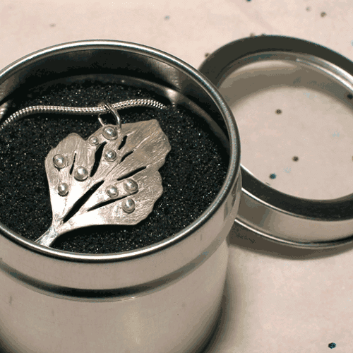 Title: Brushed Sterling Silver Leaf Pendant. Penda