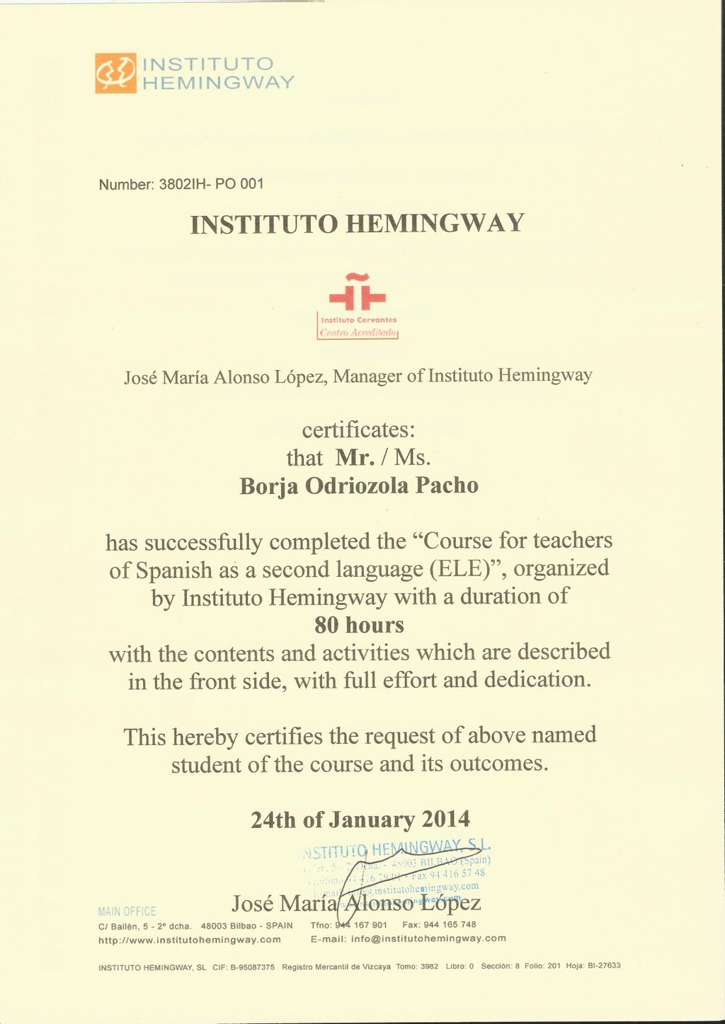 Title of Spanish as a Foreign Language (ELE)