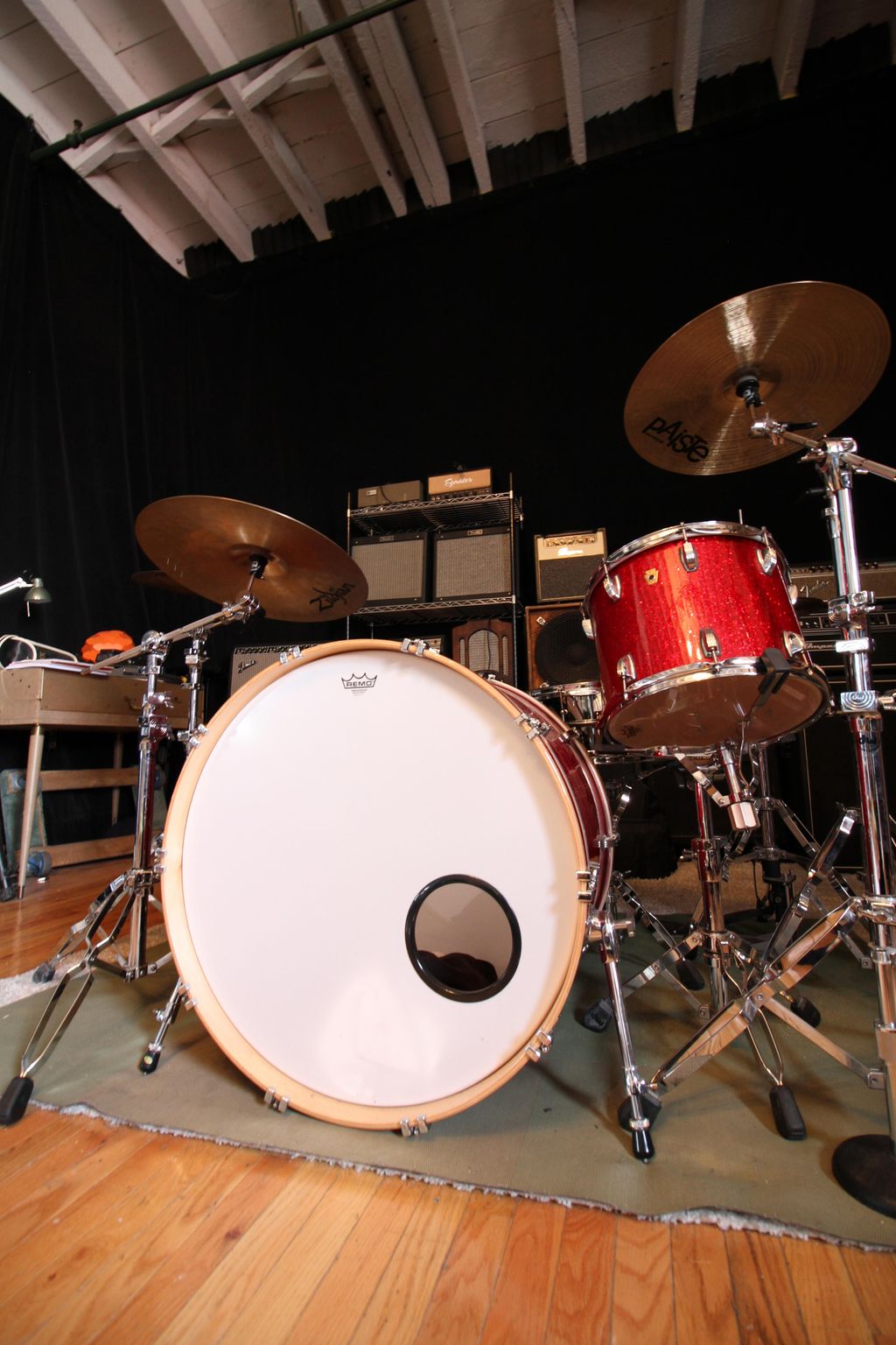 We have over 5 drum kits that can be placed in our