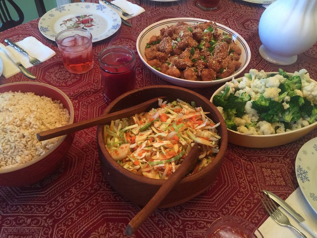 Buffet of Asian foods (table self Serve)