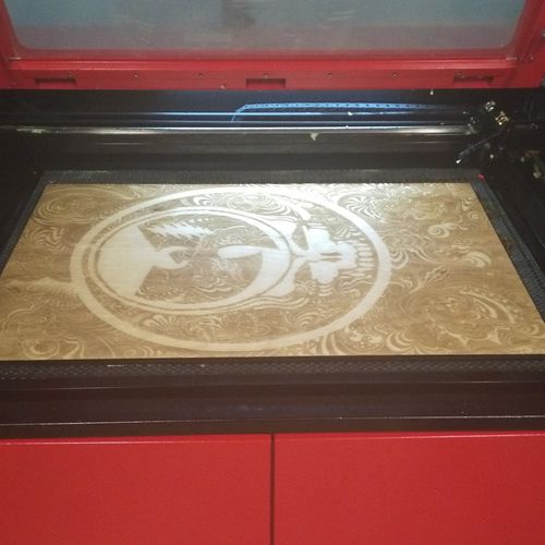 We have a 100w 24"x36" laser engraver with a rotar
