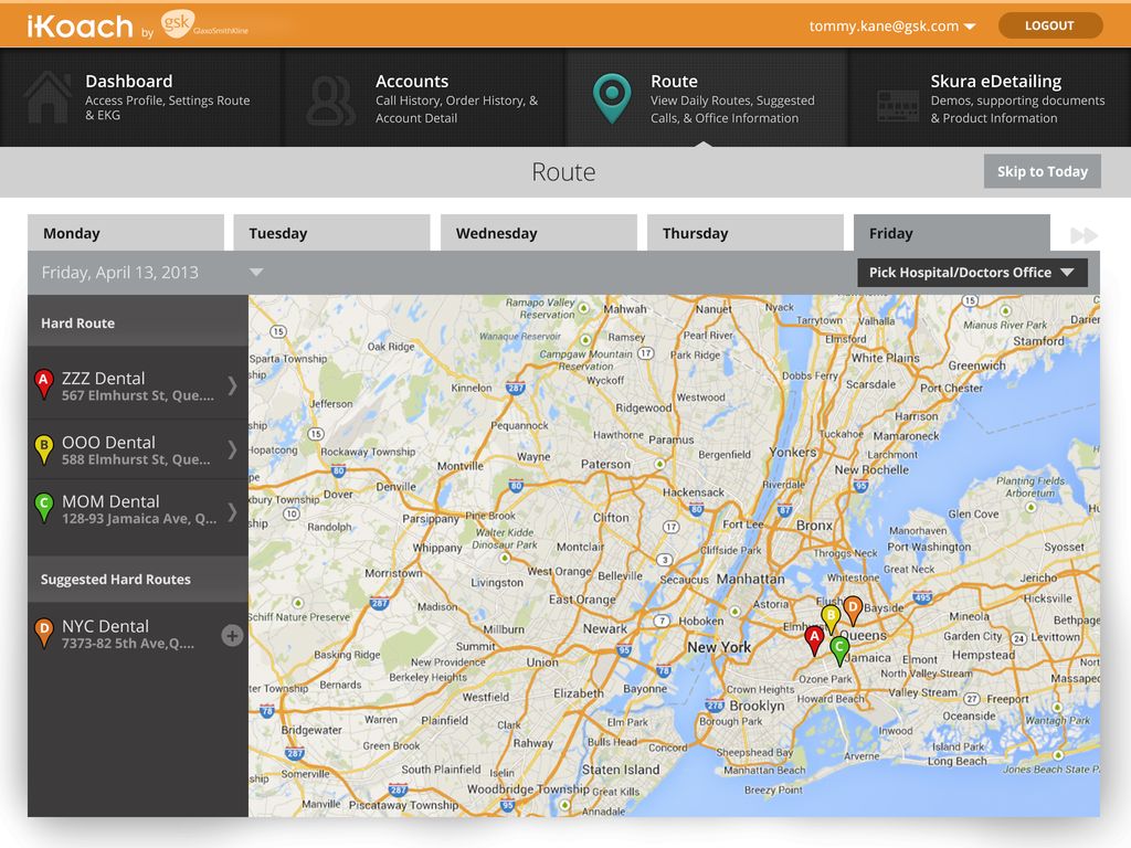 An initial mobile concept for GSK iKoach for their