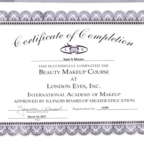 Certified makeup artist 