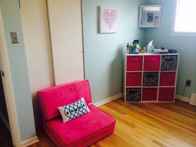 After: Teal walls with white trim/doors