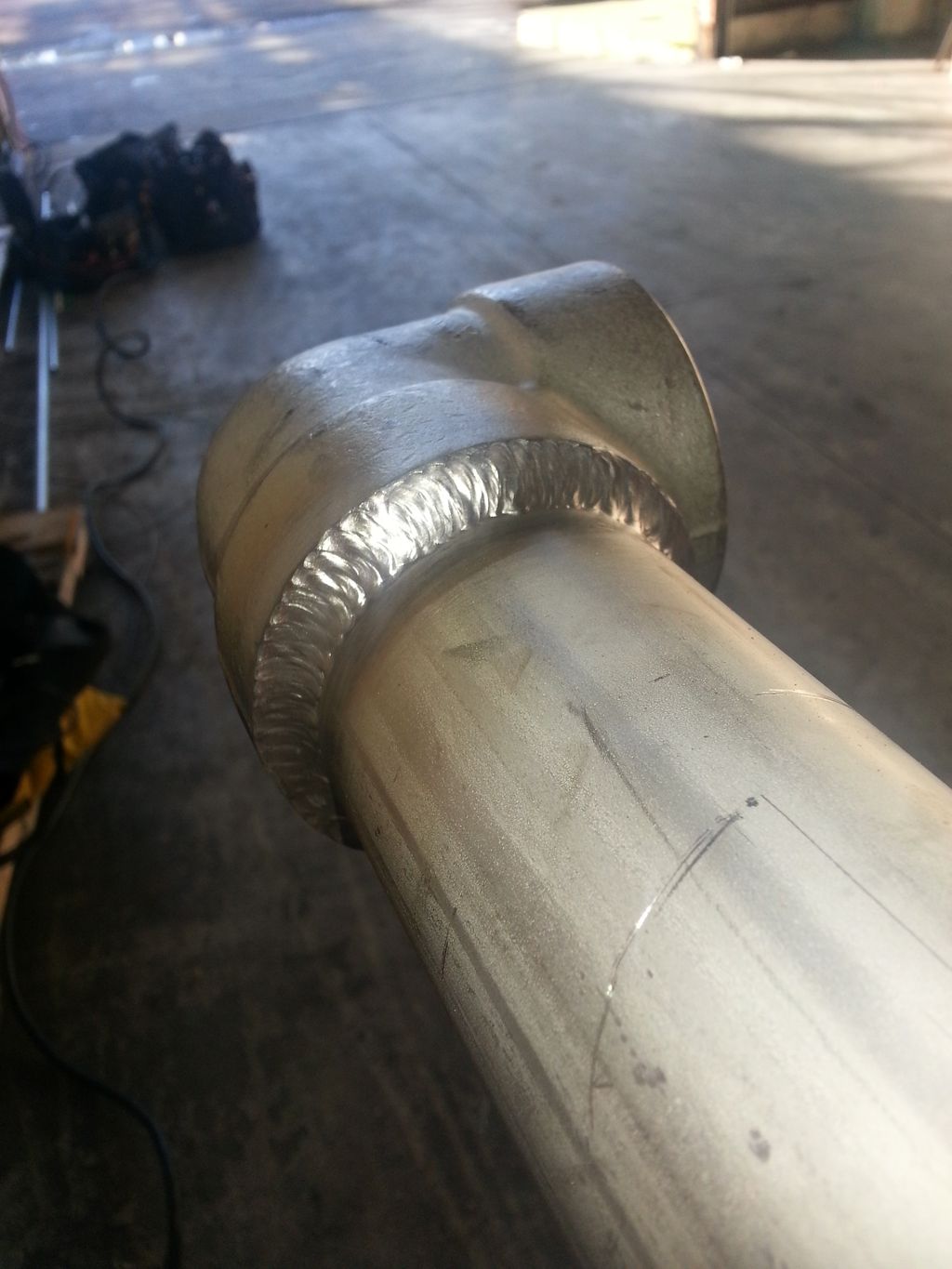 2" socket weld 90 after welding then hand brushed