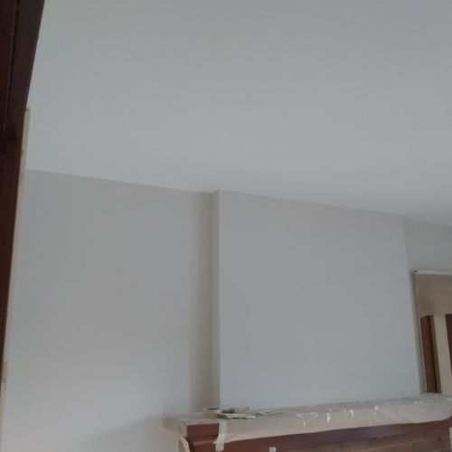ceiling flat white, walls classic grey eggshell