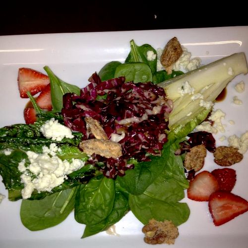 Grilled heart of romaine, strawberries and blue ch